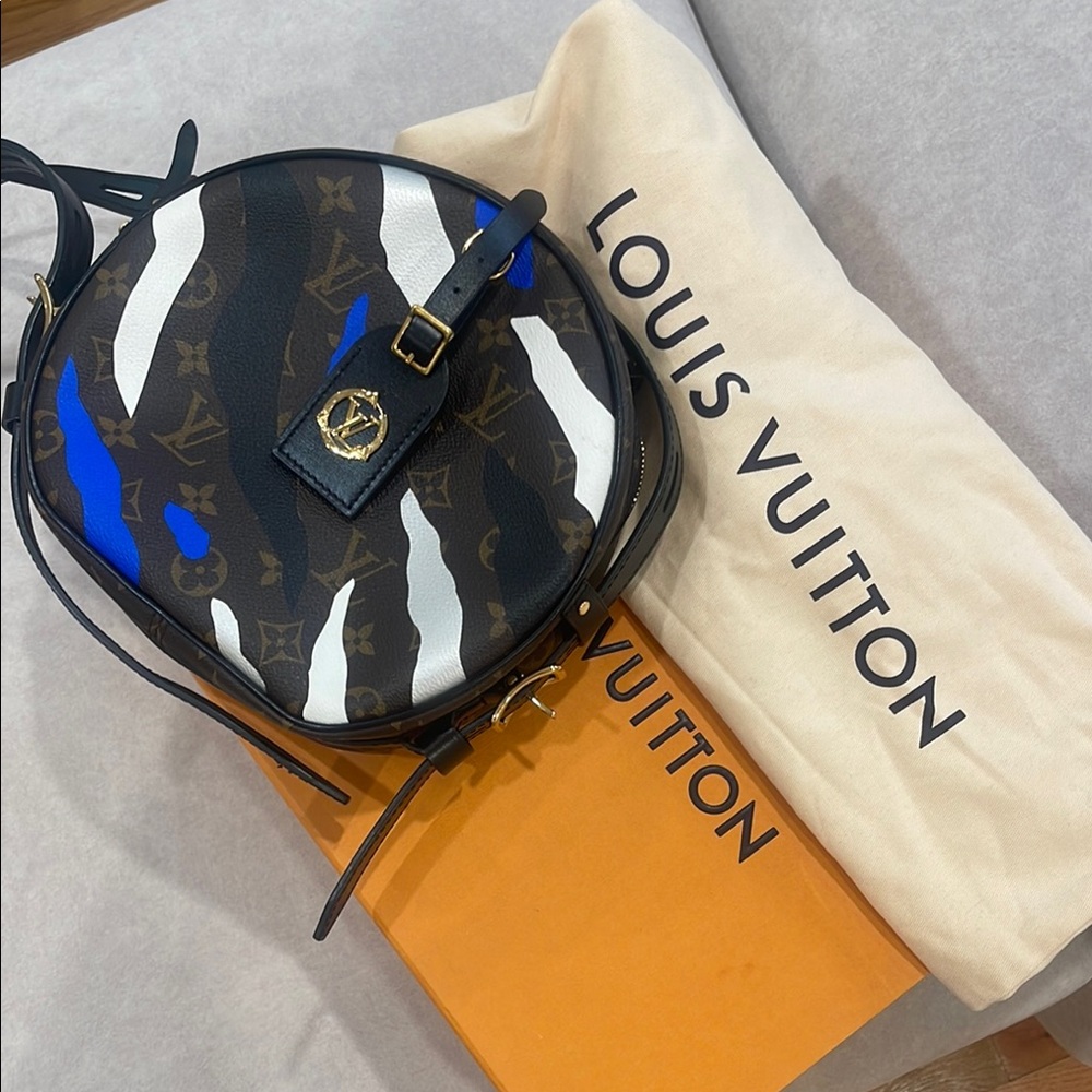 Louis Vuitton Black and Blue Crossbody Bag with Camouflage Design